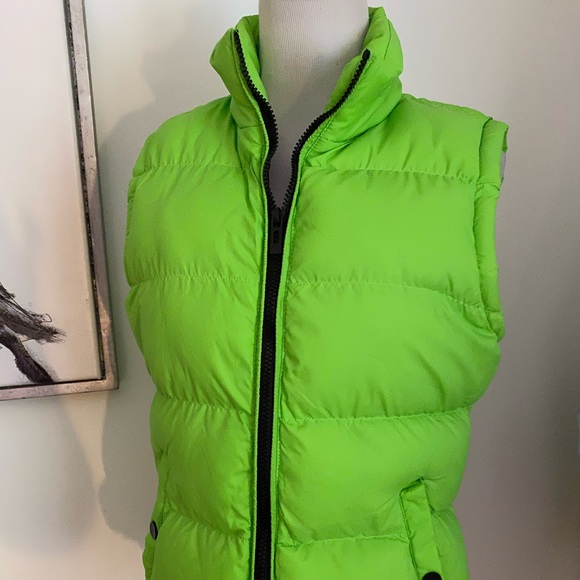 Take Two Womens Lime Green Puffer Vest 